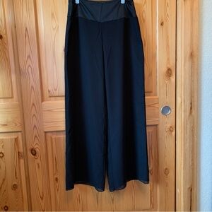 Vintage Victor Costa Black Silky Wide Leg Trouser 8 Palazzo Pants Sheer Layer